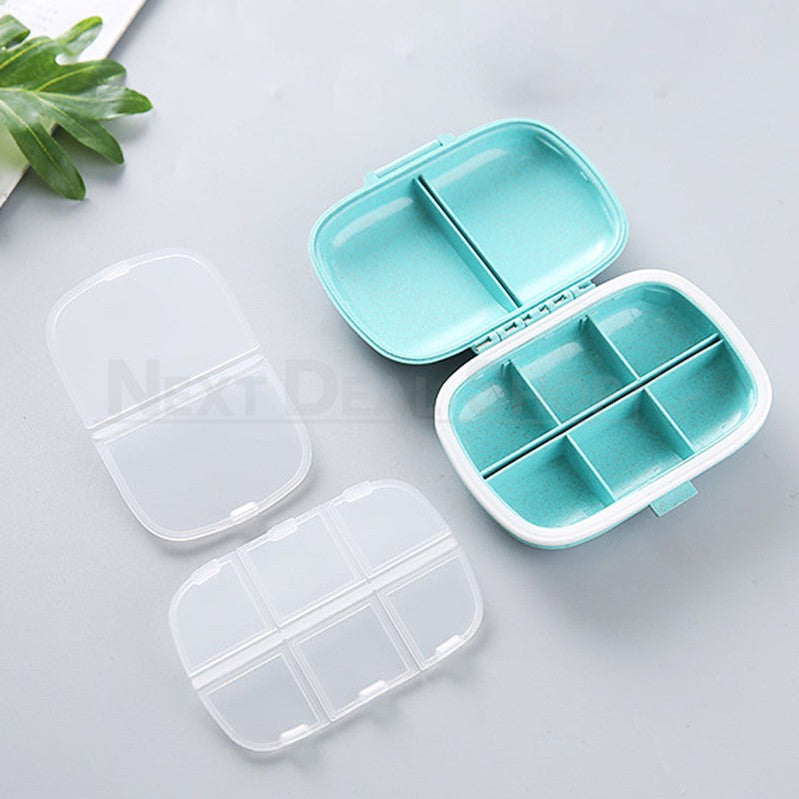 Portable Pill Organizer with 8 Compartments