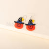 Pumpkin with Witch Hat Earrings