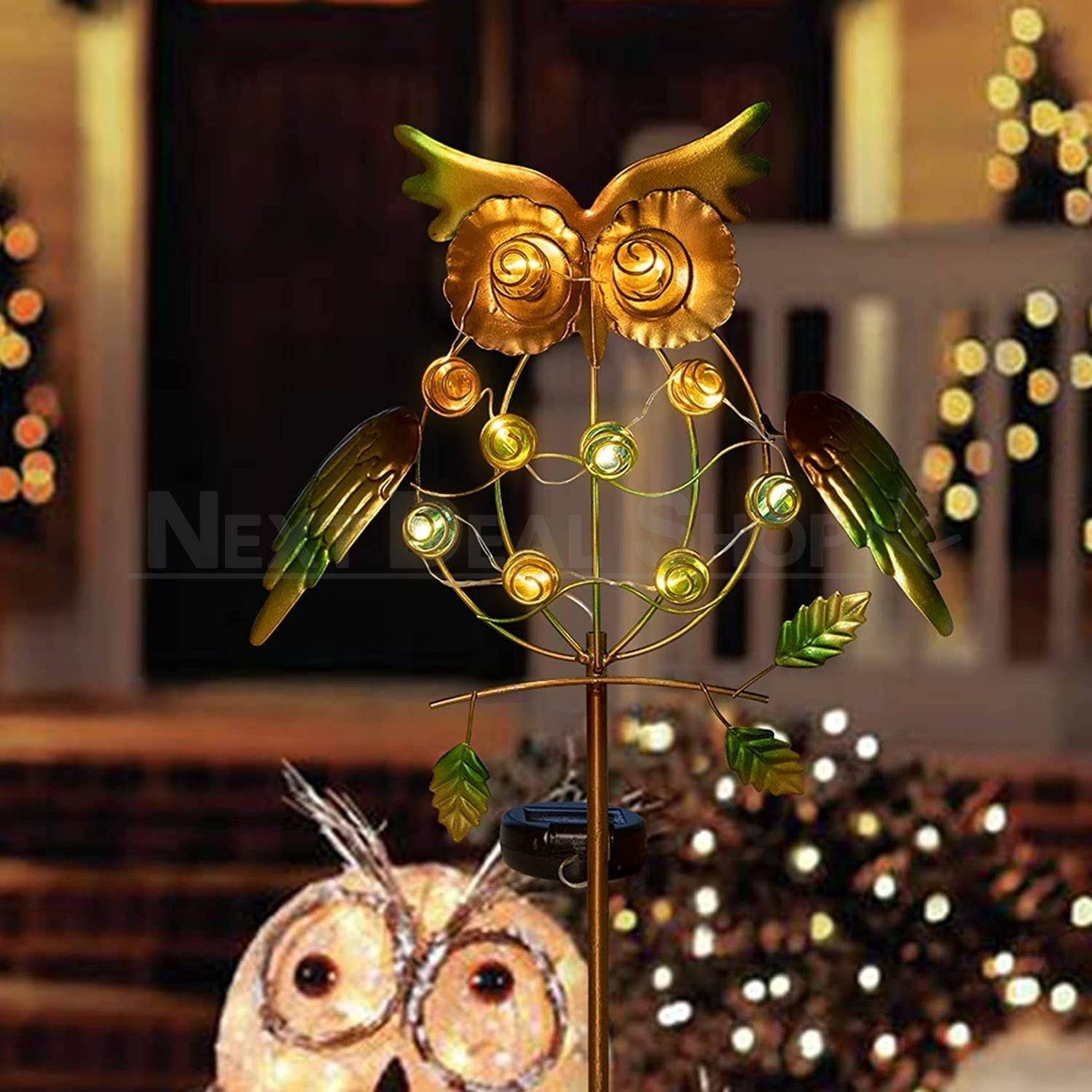 Solar Powered Iron Owl Stake Light