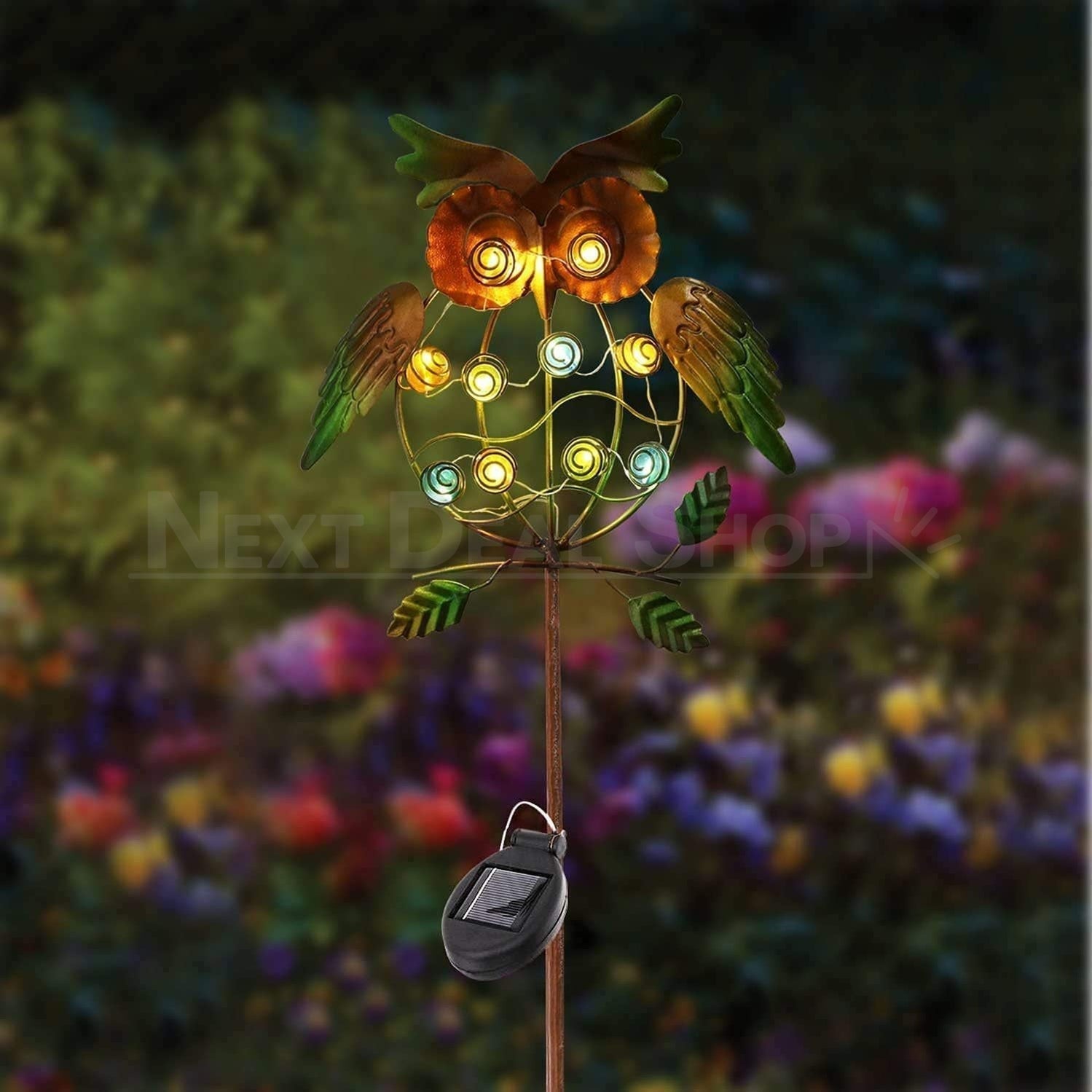 Solar Powered Iron Owl Stake Light