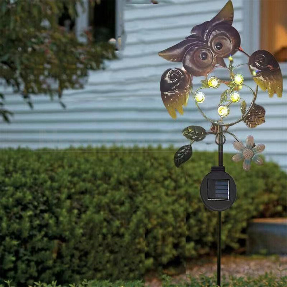 Solar Powered Iron Owl Stake Light