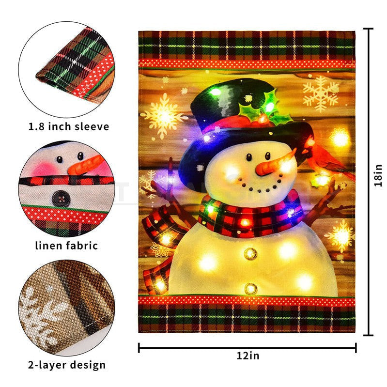 Solar Powered Led Snowman Garden Flag