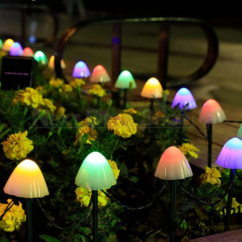 Solar Powered Mushroom Outdoor String Lights