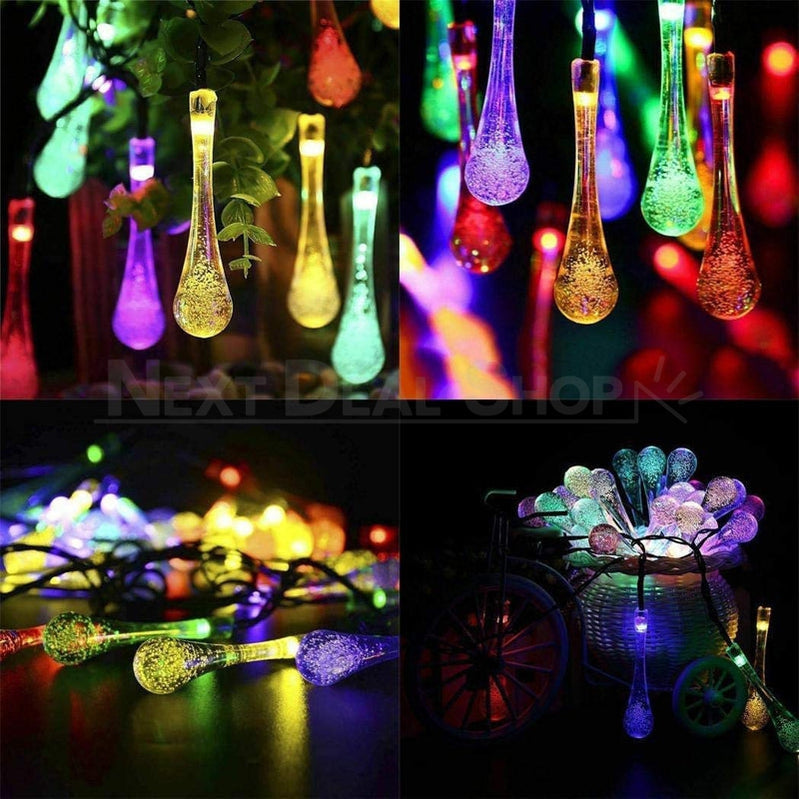 Solar-Powered Teardrop String Lights