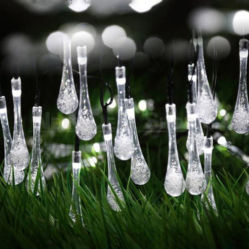 Solar-Powered Teardrop String Lights