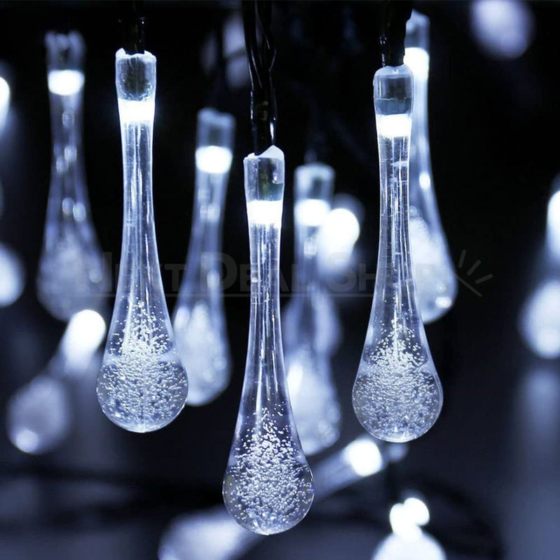 Solar-Powered Teardrop String Lights