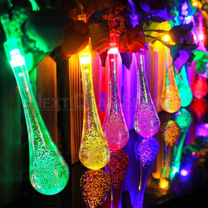 Solar-Powered Teardrop String Lights