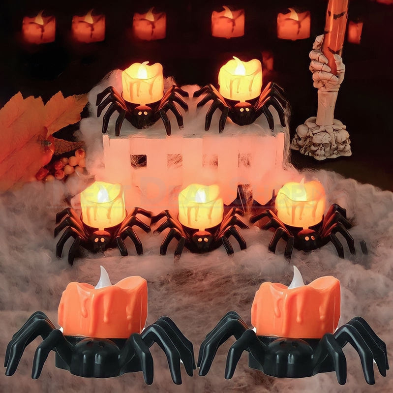 Spooky Halloween Spider Candle Light