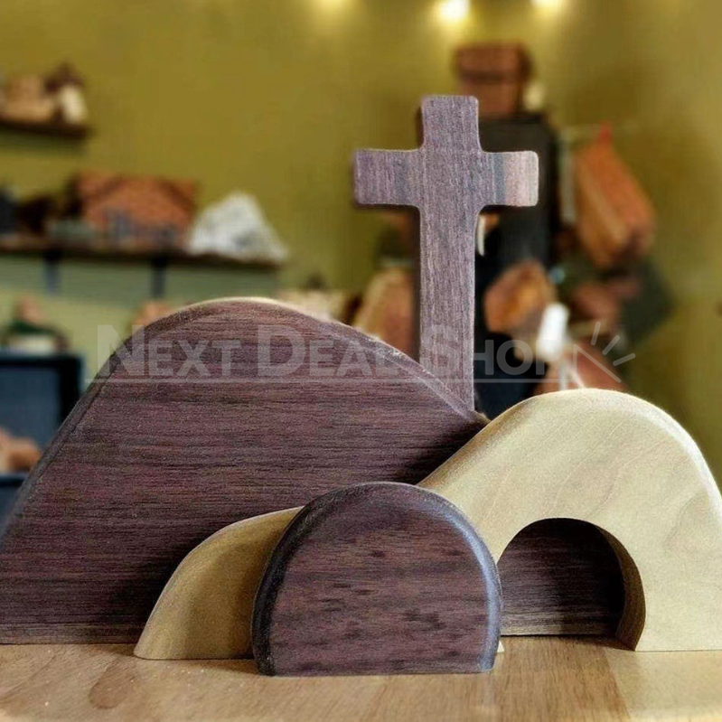 Wooden Cross & Empty Tomb Set