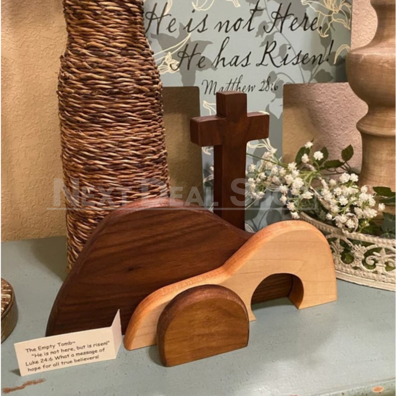 Wooden Cross & Empty Tomb Set