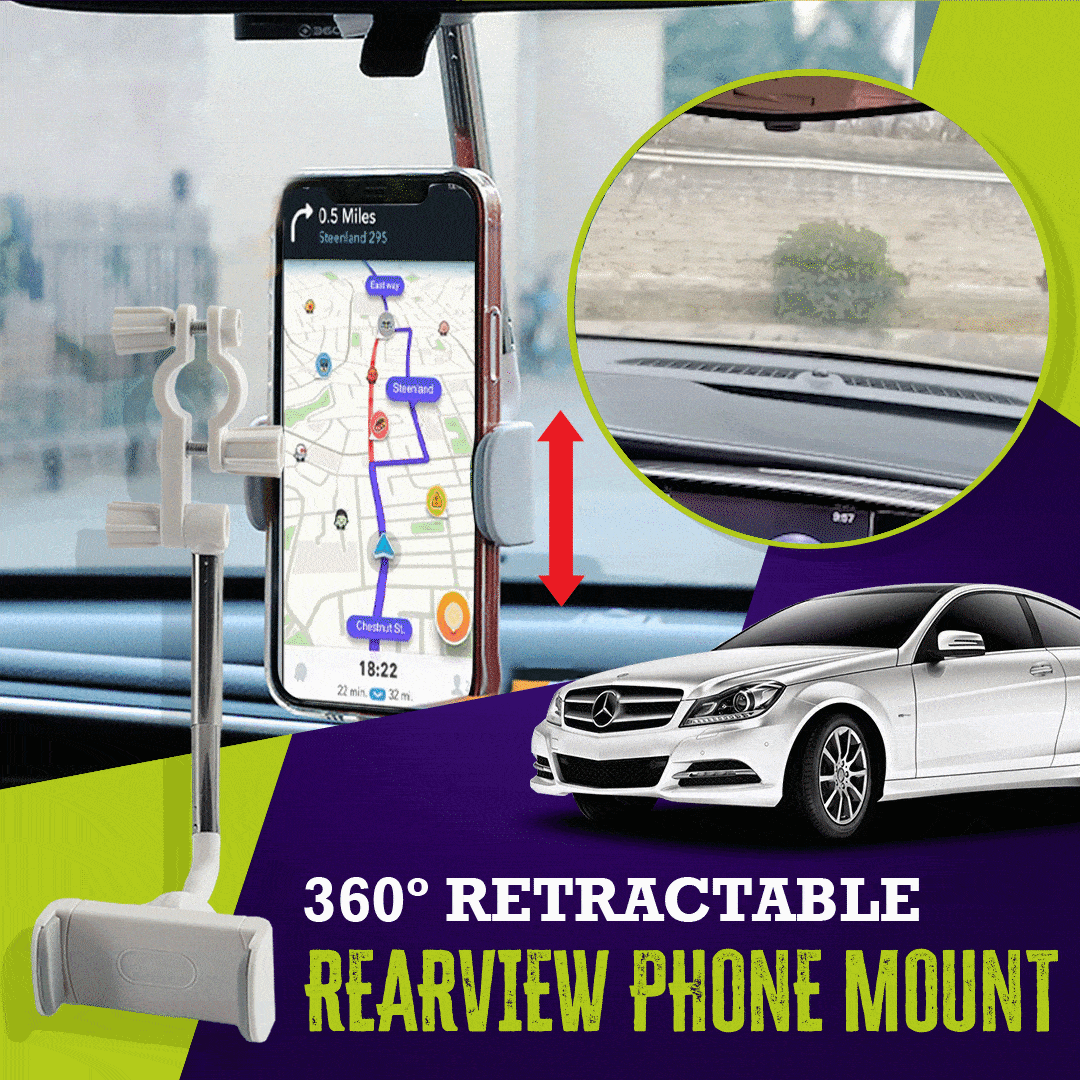 360º Retractable Rearview Phone Mount for all Vehicles